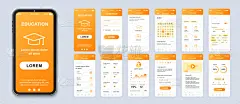 矢量,移动应用程序,水平画幅,电话机,组物体,书页,图形界面,模板,想法,知识