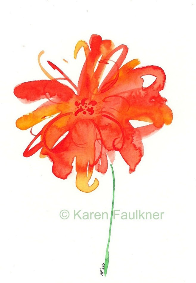 Orange Watercolor Fl...