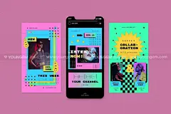 90年代粉色复古潮流渐变ins公众号推文海报排版设计ai版式模板下载_颜格视觉