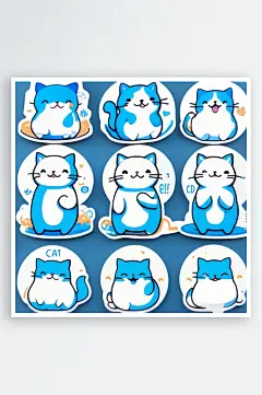 数字艺术卡通猫贴纸卡通表情包-众图网