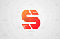 s orange alphabet letter logo icon design