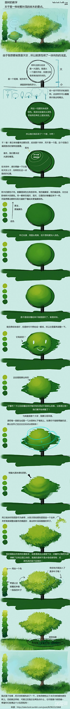 二次元小宇宙采集到S叶子/树/山/草地画法