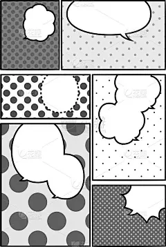 一个单色的彩色卡通框架的插图与点图案与漫画气球