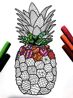 Pineapple  PDF Zentangle Coloring Page