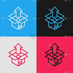 拆箱图标孤立的颜色背景。向量