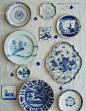 blue + white plate display | dinnerware + tableware: 