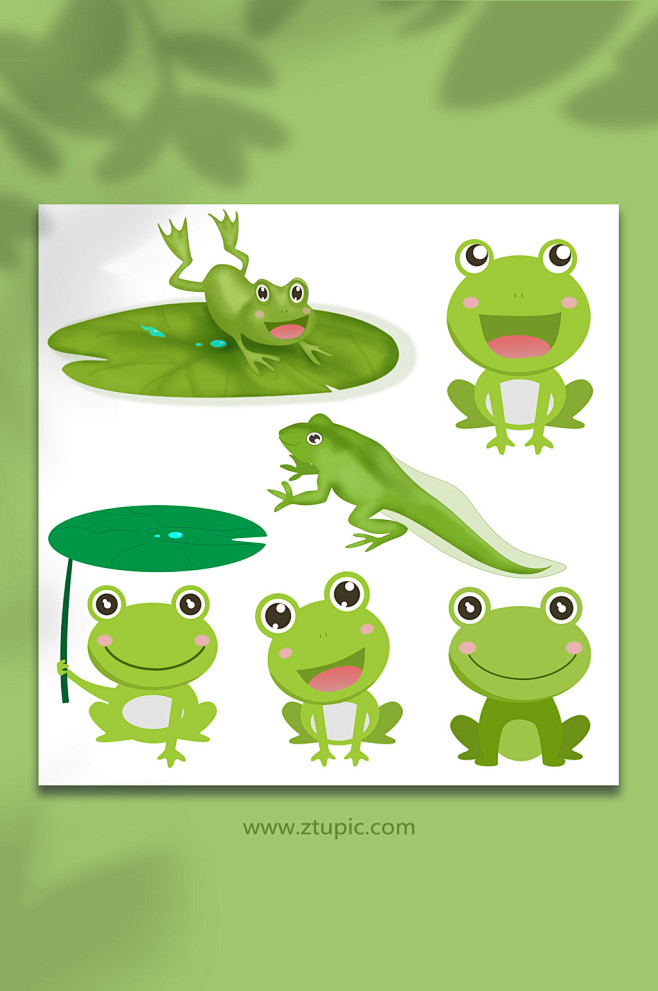 卡通青蛙动物元素插画-众图网