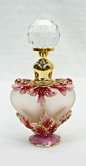 Pink & Red Shiny Gold Heart-Shaped Perfume Bottle W/Pink Stones