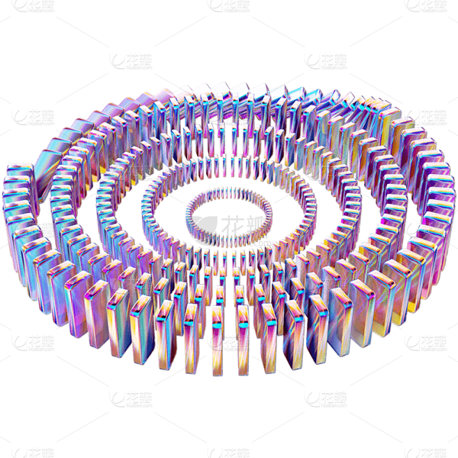 C4D-3D立体酸性风多米诺骨牌8