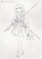 一组动漫人物线稿 | 插画师草野シンタ ​​​​