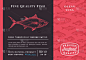 优质海洋金枪鱼摘要矢量包装设计或标签。现代地形图及手绘水墨鱼图案背景海鲜布局