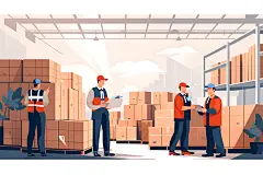 工厂流水线企业精神工作扁平风插画