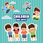 Cartoon sticker with children's day concept design