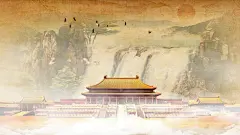 4k大气古风宫廷背景视频中国山水水墨背景