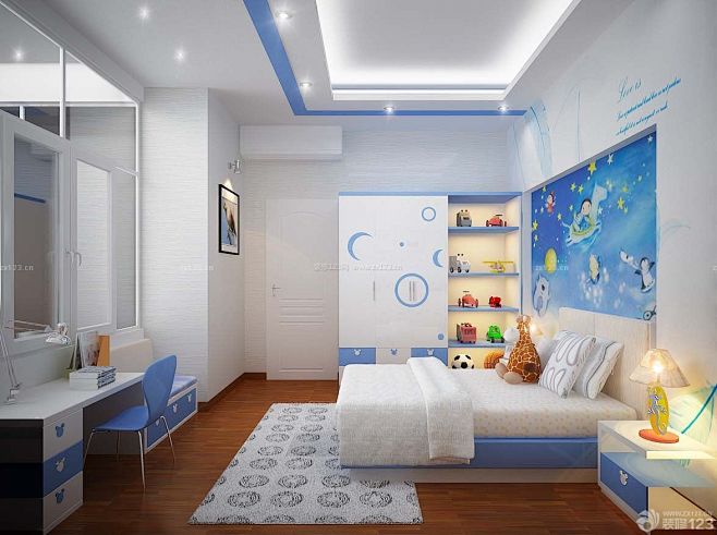 儿童卧室床头壁画装修效果图 #儿童房#