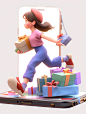 growthdesign030741_a_girl_with_gifts_walking_down_a_mobile_phon_00f520ba-a692-4fb8-9d89-10930c5539a6