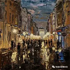 #线之情文化##手绘天地# 街道是故事发生的地方，白天有行色匆匆的路人，晚上是在月光或是路灯下，光影绰绰的迷离美，这些都被热衷于描绘街道的艺术家，Aleksander Kowalik
捕捉到，自己的画布中…… ​​​​