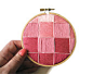 SALE - Pink Ombre Squares Embroidery Hoop - Gradient Autumn Color Block Hoop Art 4 inch