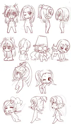 #SAI资源库# 动漫Q版人物的素材绘制，从表... 来自Sai资源库 - 微博