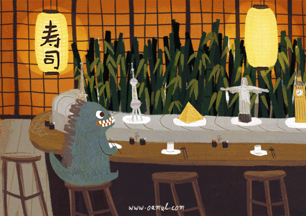 小怪兽去寿司店想着”哇，今天吃哪栋好呢～...