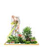 竹编铁艺绿植组景