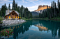 General 2048x1343 landscape lagoon forest mountains trees house house plants reflection clear sky British Columbia Yoho National Park Emerald Lake