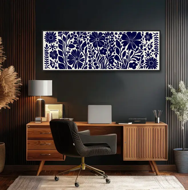 abstract-geometric-flowers-navy-blue-minimalist-botanical-floral-print