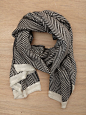 Frisa Scarf in black and white herringbone 