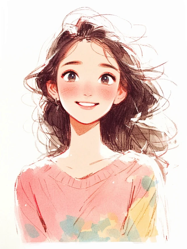 Ai铅笔+淡彩｜粉系列人物插画 - 小红...