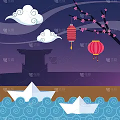 中国灯笼,纸,军用船,式样,春节,可爱的,传统,贺卡,灯笼,中秋节