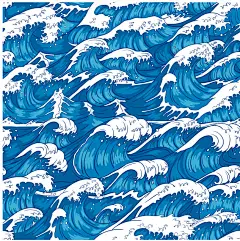 中式日式无缝海浪波浪平铺花纹图案-合图网