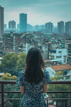 遥望远方活力女生背影