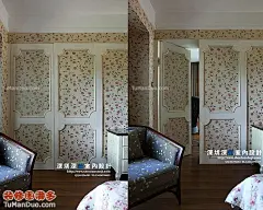 [家是一个养心的地方--深蓝设计手机壁纸-典雅-美式-中户型-卧室-实景图-暖色-门窗-绿色]