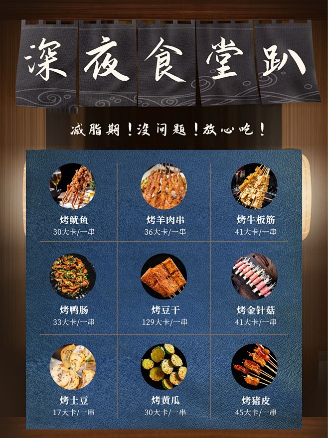 创意风餐饮夜宵美食菜单小红书配图