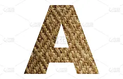字母“A”的字母编织的黄麻地毯。为一个设计项目，海报，明信片，邀请，小册子和相册的自然纤维字母收集的