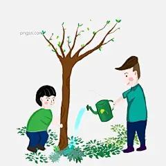 植树节父子种树浇水场景图片大小2000x2000px 图片尺寸286.09 KB 来自PNG搜索网 pngss.com 免费免扣png素材下载！草地#春天#父子#公益#浇水#卡通手绘#绿化#森林#树林#树木#小男孩#植被#植树#