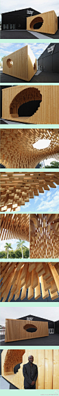 建筑小品欣赏：木房子，2011 迈阿密设计节。。。。结构和质感诱人噢。。。