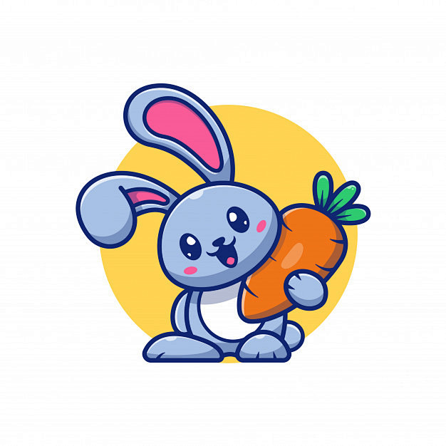 可爱的兔子与胡萝卜，卡通矢量插画矢量图素...