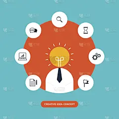 创意概念，灵感过程矢量插画