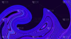 抽象现代深越桔黑色背景与流体发光氖蓝色波。创新技术的概念。奢华的背景。几何数字壁纸。旋转水墨设计。设