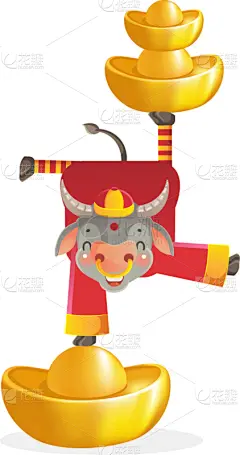 母牛,可爱的,传统,贺卡,春节,中文,新年前夕,十二生肖,动物,节日