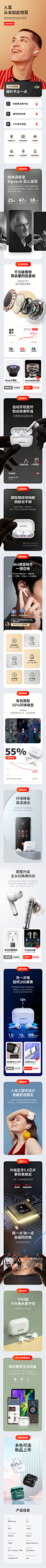 联想LP1无线蓝牙耳机双耳运动入耳式适用于苹果华为安卓oppo手机i-tmall
