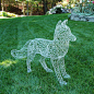 Life Size Fox Wire Sculpture - right front : 20 gauge galvanized steel wire, over 350 feet of it, hand twisted.  25" H x 38" L.