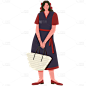 扁平风人物插画-站立