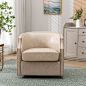 Amazon.com: Olela Swivel Accent Chair Leather Fabric Barrel Reading Chair Modern Round Bucket Arm Chair Decorative Nailhead Corner Chair for Living Room Bedroom, Beige, No Assembly Required : Home & Kitchen