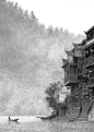 李景峰的钢笔画，是黑白灰的艺术