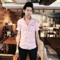 爱岚 2011新款韩国男生夏季衬衫 韩版粉色短袖衬衣1LC275-淘宝网
