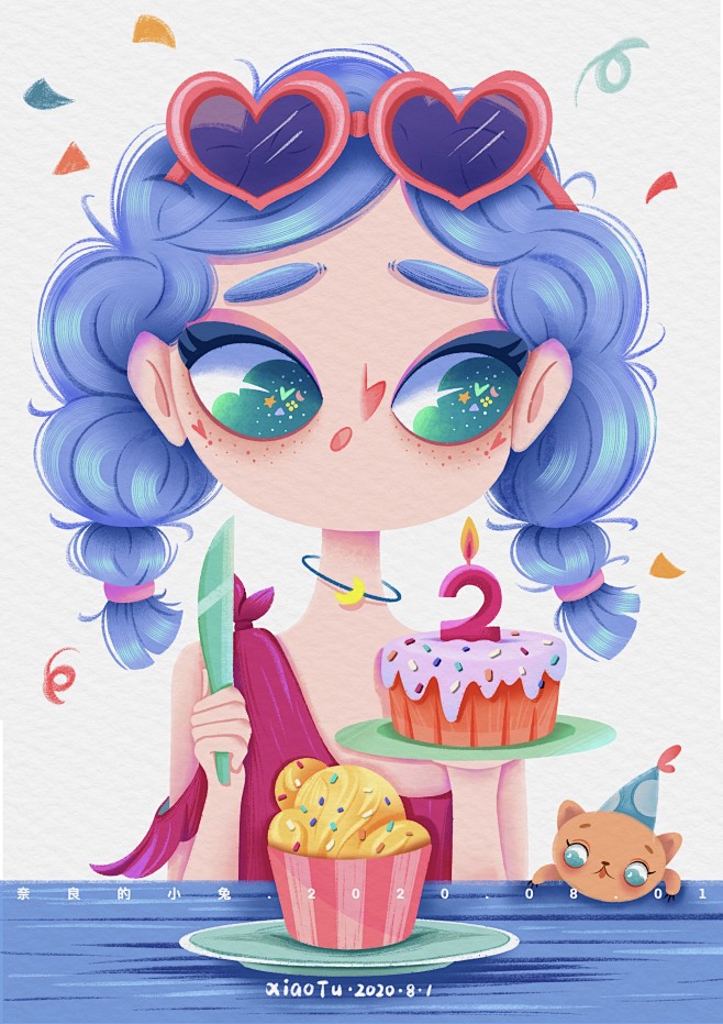 小兔插画 想吃蛋糕吗？_奈良的小兔__插...