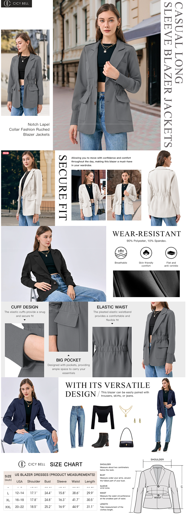 Cicy Bell Damen Sweatshirt - Übergroßes Fleece-Shirt Mit Rundhalsausschnitt