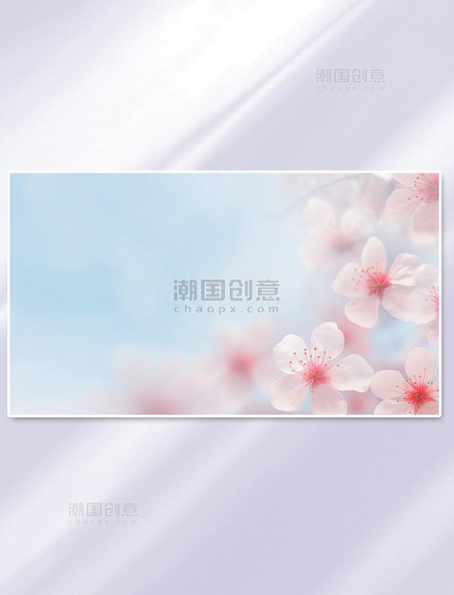 清新樱花浅蓝朦胧底纹背景